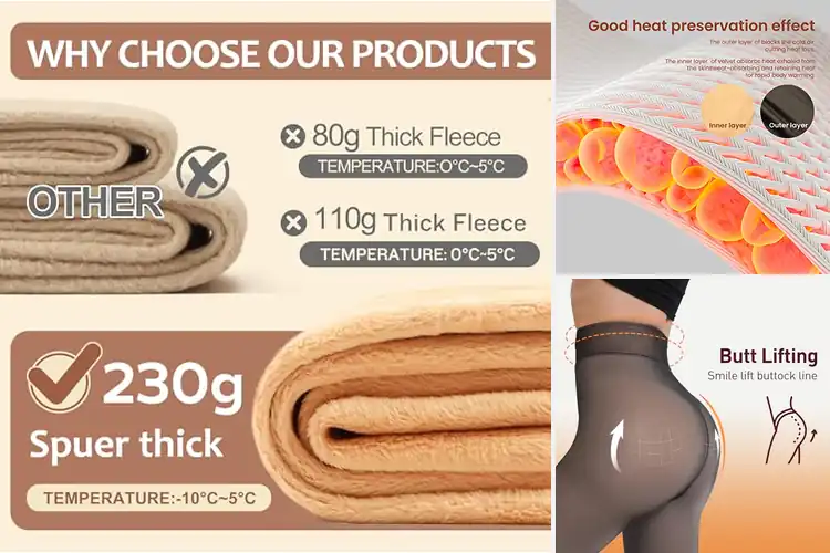 Detailed view of Best Fleece Lined Tights For Cold Weather