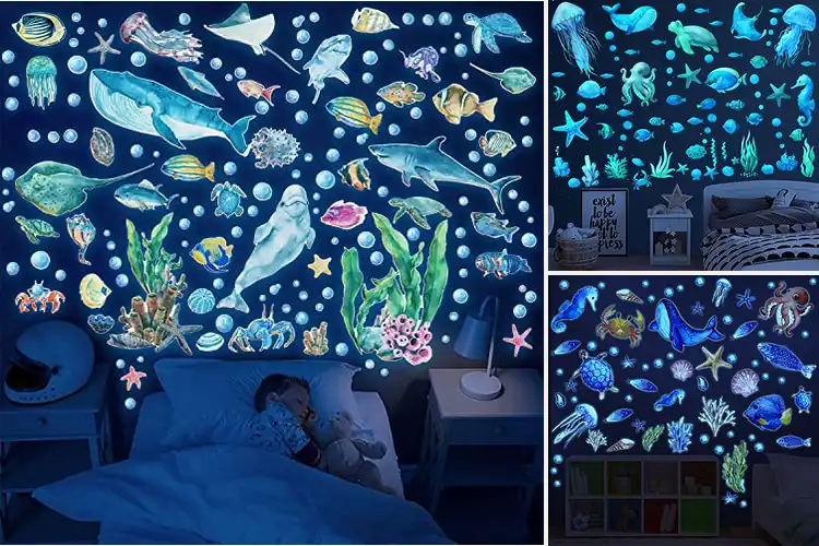 Detailed view of Best Glow In The Dark Ocean Fish Wall Decals