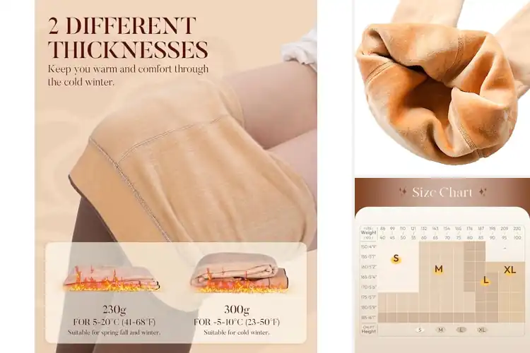 Detailed view of Best Thermal Fleece Lined Tights For Winter